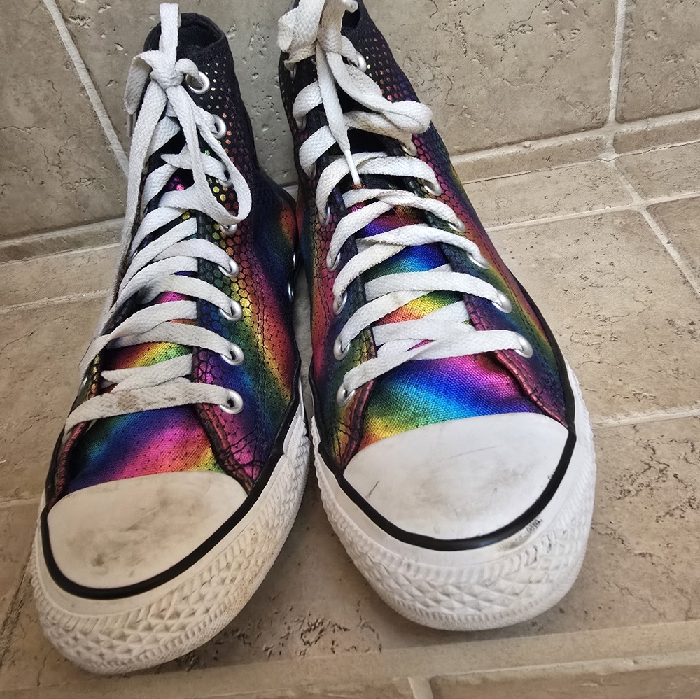 All Star Converse Multicolor High-Top Sneakers Men Size 9, Women Size 11 - Picture 5 of 9